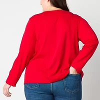 Liz Claiborne Womens Crew Neck Long Sleeve Plus T-Shirt