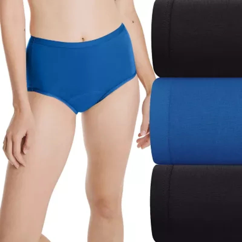 Hanes Fresh And Dry Light Leak Protection Womens Seamless Period + Resistant 3 Pack Brief Panty 40fdm3