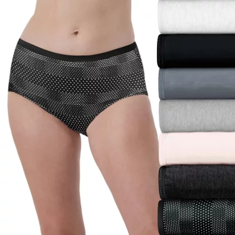 Hanes Ultimate™ Cool Comfort™ Cotton Ultra Soft Womens Average + Full Figure Cooling 7 Pack Brief Panty 40h7cc