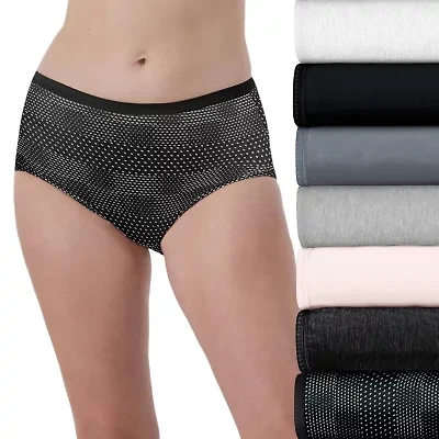 Hanes Ultimate™ Cool Comfort™ Cotton Ultra Soft Womens Average + Full Figure Cooling 7 Pack Brief Panty 40h7cc