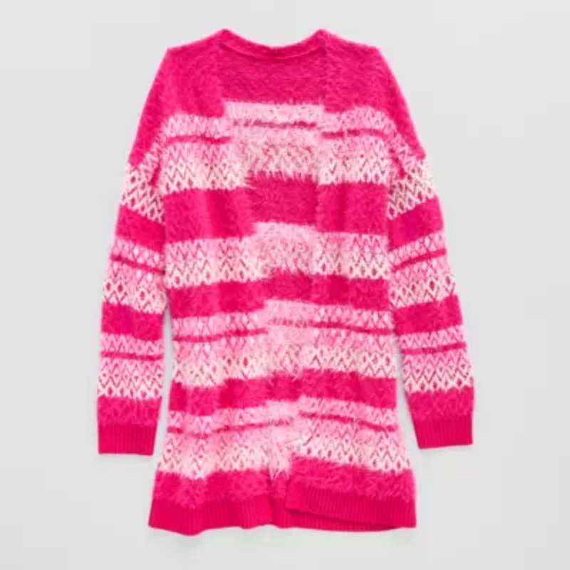 Thereabouts Little & Big Kid Girls Long Sleeve Open Front Striped Cardigan