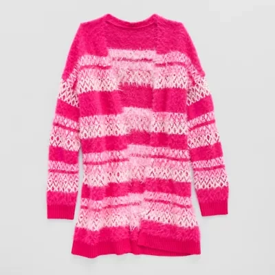 Thereabouts Little & Big Kid Girls Long Sleeve Open Front Striped Cardigan