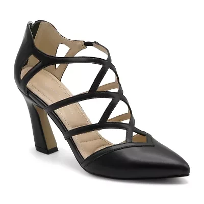 Adrienne Vittadini  Nali Womens Pointed Closed Toe Flared Heel Pumps