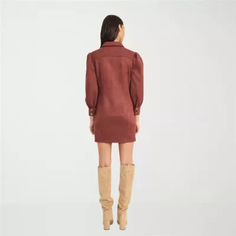 Clover And Sloane Womens Long Sleeve Shirt Dress