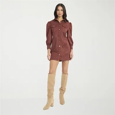 Clover And Sloane Womens Long Sleeve Shirt Dress