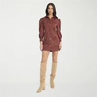 Clover And Sloane Womens Long Sleeve Shirt Dress
