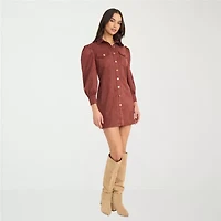 Clover And Sloane Womens Long Sleeve Shirt Dress