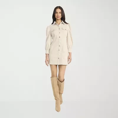 Clover And Sloane Womens Long Sleeve Shirt Dress