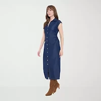 Clover And Sloane Womens Sleeveless Midi Sheath Dress