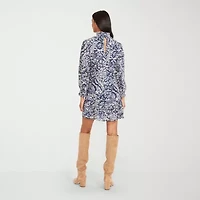 Clover And Sloane Womens Long Sleeve Abstract Shift Dress