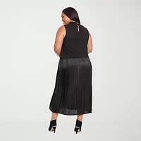 Clover And Sloane Womens Sleeveless Midi Striped Plus Shift Dress