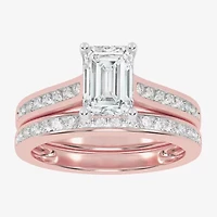 (G / Vs2-Si1) Womens 1 1/2 CT. T.W. Lab Grown White Diamond 10K Gold Side Stone Bridal Set