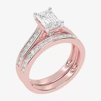 (G / Vs2-Si1) Womens 1 1/2 CT. T.W. Lab Grown White Diamond 10K Gold Side Stone Bridal Set