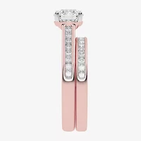 (G / Vs2-Si1) Womens 1 1/2 CT. T.W. Lab Grown White Diamond 10K Gold Round Side Stone Bridal Set