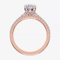 (H-I / Si2-I1) Womens 1 1/2 CT. T.W. Lab Grown White Diamond 10K Rose Gold Pear Side Stone Bridal Set