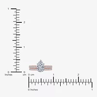 (H-I / Si2-I1) Womens 1 1/2 CT. T.W. Lab Grown White Diamond 10K Rose Gold Pear Side Stone Bridal Set