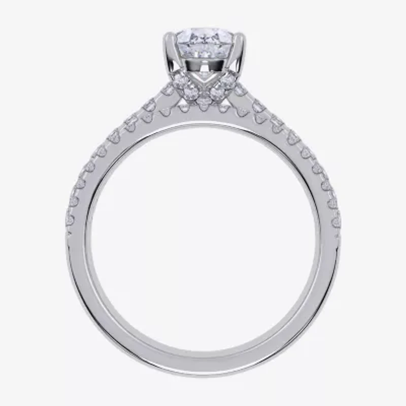 H-I / Si2-I1) Womens 1 1/2 CT. T.W. Lab Grown White Diamond 10K Gold Pear Side Stone Bridal Set