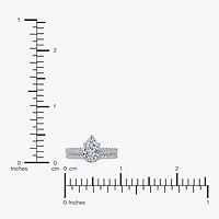 H-I / Si2-I1) Womens 1 1/2 CT. T.W. Lab Grown White Diamond 10K Gold Pear Side Stone Bridal Set