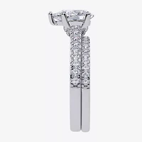 H-I / Si2-I1) Womens 1 1/2 CT. T.W. Lab Grown White Diamond 10K Gold Pear Side Stone Bridal Set