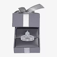 H-I / Si2-I1) Womens 1 1/2 CT. T.W. Lab Grown White Diamond 10K Gold Pear Side Stone Bridal Set