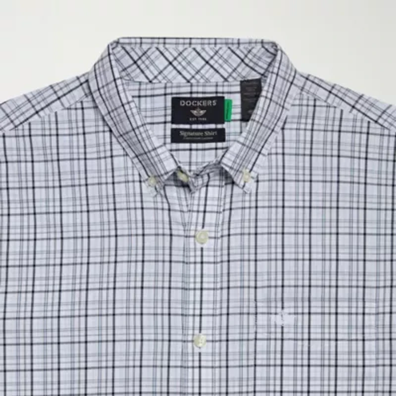 Dockers Stain Defender Mens Long Sleeve Regular Fit Button-Down Shirt