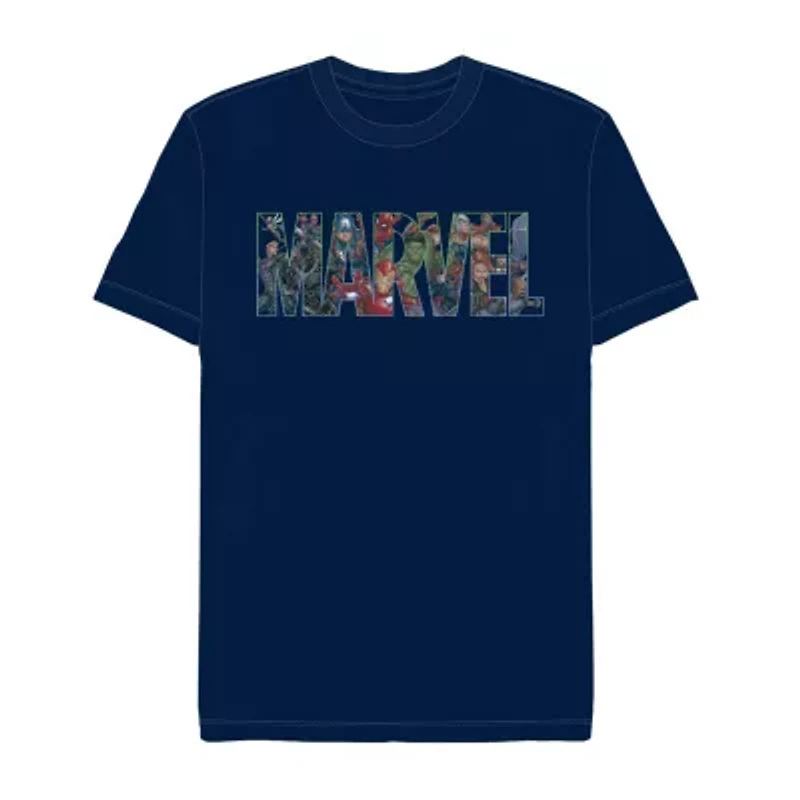Mens Crew Neck Short Sleeve Regular Fit Marvel Graphic T-Shirt