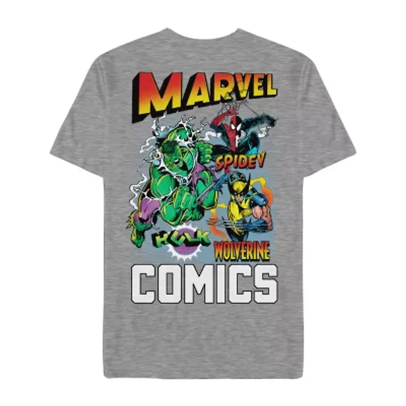 Mens Crew Neck Short Sleeve Regular Fit Marvel Graphic T-Shirt