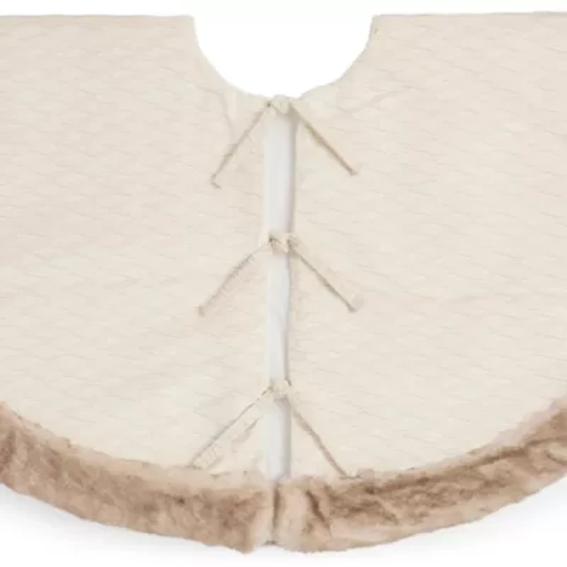 North Pole Trading Co. Cream Crinkle Velvet Indoor Tree Skirt