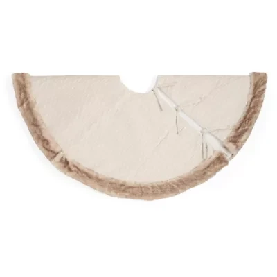 North Pole Trading Co. Cream Crinkle Velvet Indoor Tree Skirt