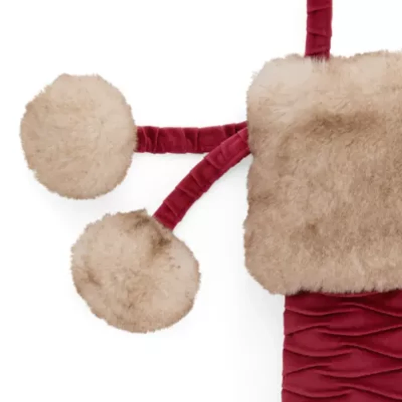 North Pole Trading Co. Red Crinkle Fur Christmas Stocking