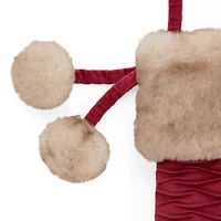 North Pole Trading Co. Red Crinkle Fur Christmas Stocking