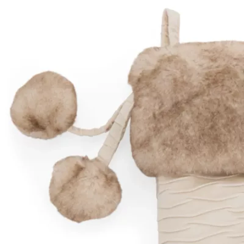 North Pole Trading Co. Cream Crinkle Fur Christmas Stocking