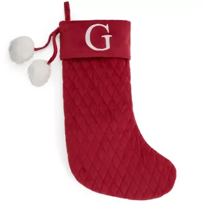 North Pole Trading Co. Red Quilted Monogram Christmas Stocking