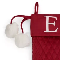 North Pole Trading Co. Red Quilted Monogram E Christmas Stocking