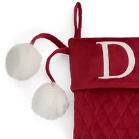 North Pole Trading Co. Red Quilted Monogram D Christmas Stocking