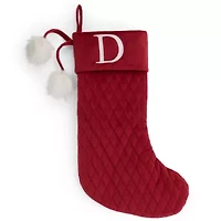 North Pole Trading Co. Red Quilted Monogram D Christmas Stocking