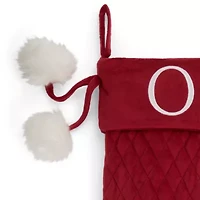 North Pole Trading Co. Red Quilted Monogram O Christmas Stocking