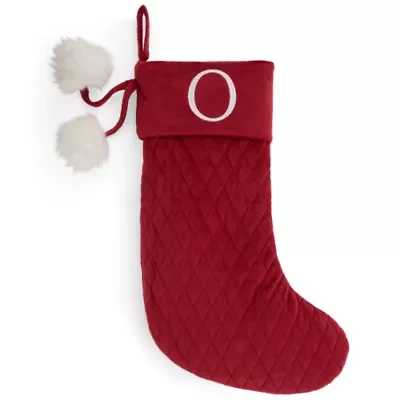 North Pole Trading Co. Red Quilted Monogram O Christmas Stocking