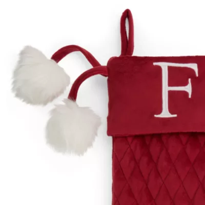 North Pole Trading Co. Red Quilted Monogram F Christmas Stocking