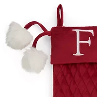 North Pole Trading Co. Red Quilted Monogram F Christmas Stocking