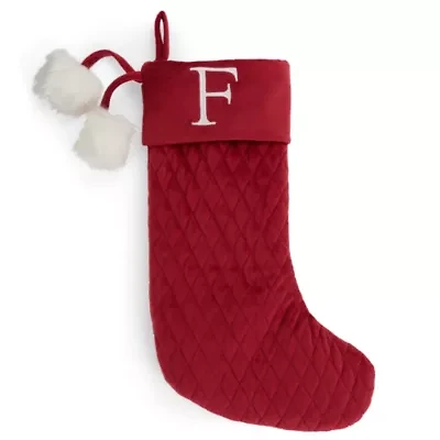 North Pole Trading Co. Red Quilted Monogram F Christmas Stocking