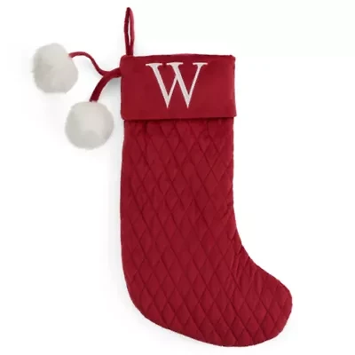 North Pole Trading Co. Red Quilted Monogram W Christmas Stocking