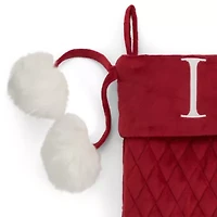 North Pole Trading Co. Red Quilted Monogram I Christmas Stocking