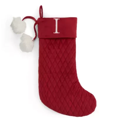 North Pole Trading Co. Red Quilted Monogram I Christmas Stocking