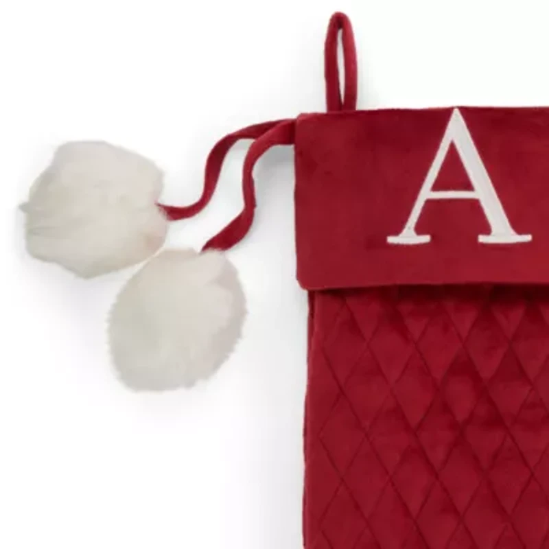 North Pole Trading Co. Red Quilted Monogram A Christmas Stocking