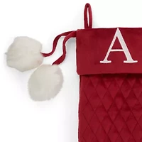 North Pole Trading Co. Red Quilted Monogram A Christmas Stocking