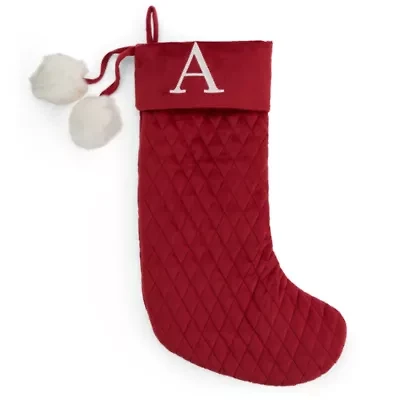 North Pole Trading Co. Red Quilted Monogram A Christmas Stocking