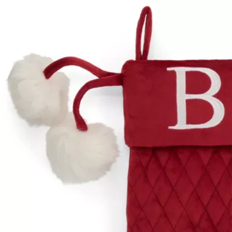 North Pole Trading Co. Red Quilted Monogram B Christmas Stocking