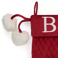 North Pole Trading Co. Red Quilted Monogram B Christmas Stocking