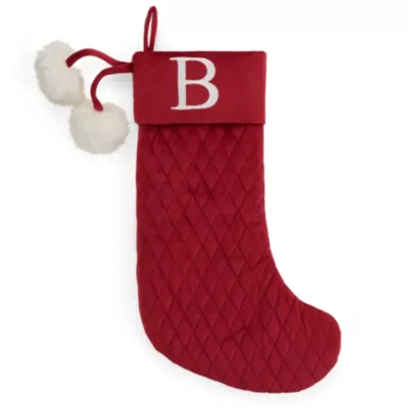 North Pole Trading Co. Red Quilted Monogram B Christmas Stocking